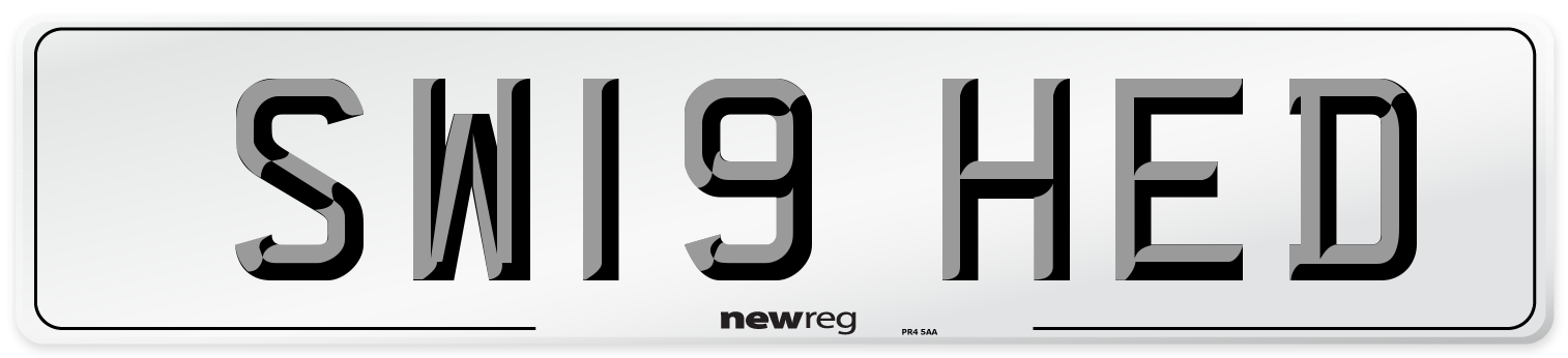 SW19 HED Number Plate from New Reg
